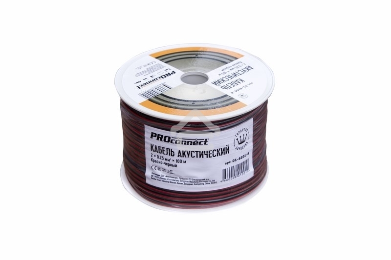 Кабель акустический PROconnect 2х0,25 мм², красно-черный, бухта 100 м