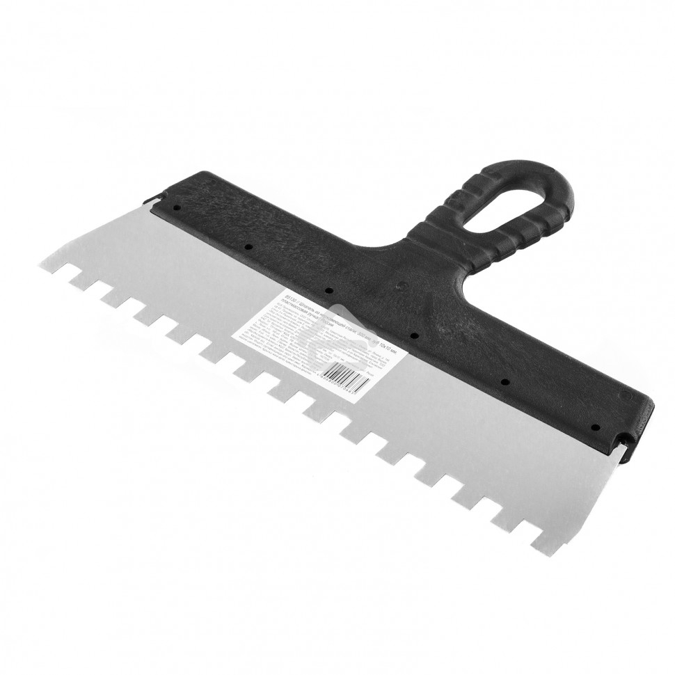 Шпатель Sparta из нержавеющей стали, 300 мм, зуб 10х10 мм, пластмассовая рукоятка