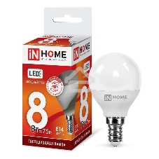 Лампа светодиодная LED-ШАР-VC 8Вт 230В E14 6500К 720лм IN HOME 4690612024882