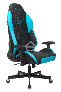 Кресло игровое Knight Neon черный/голубой соты эко.кожа с подголов. крестовина металл