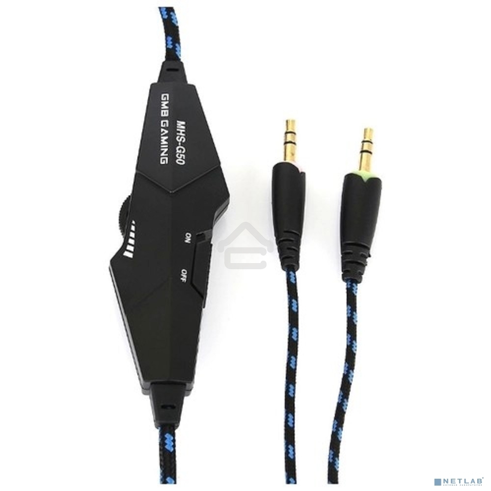 Гарнитура игровая Gembird MHS-G55 черный/синийрегулировка громкостиотключение микрофонакабель 2.5м