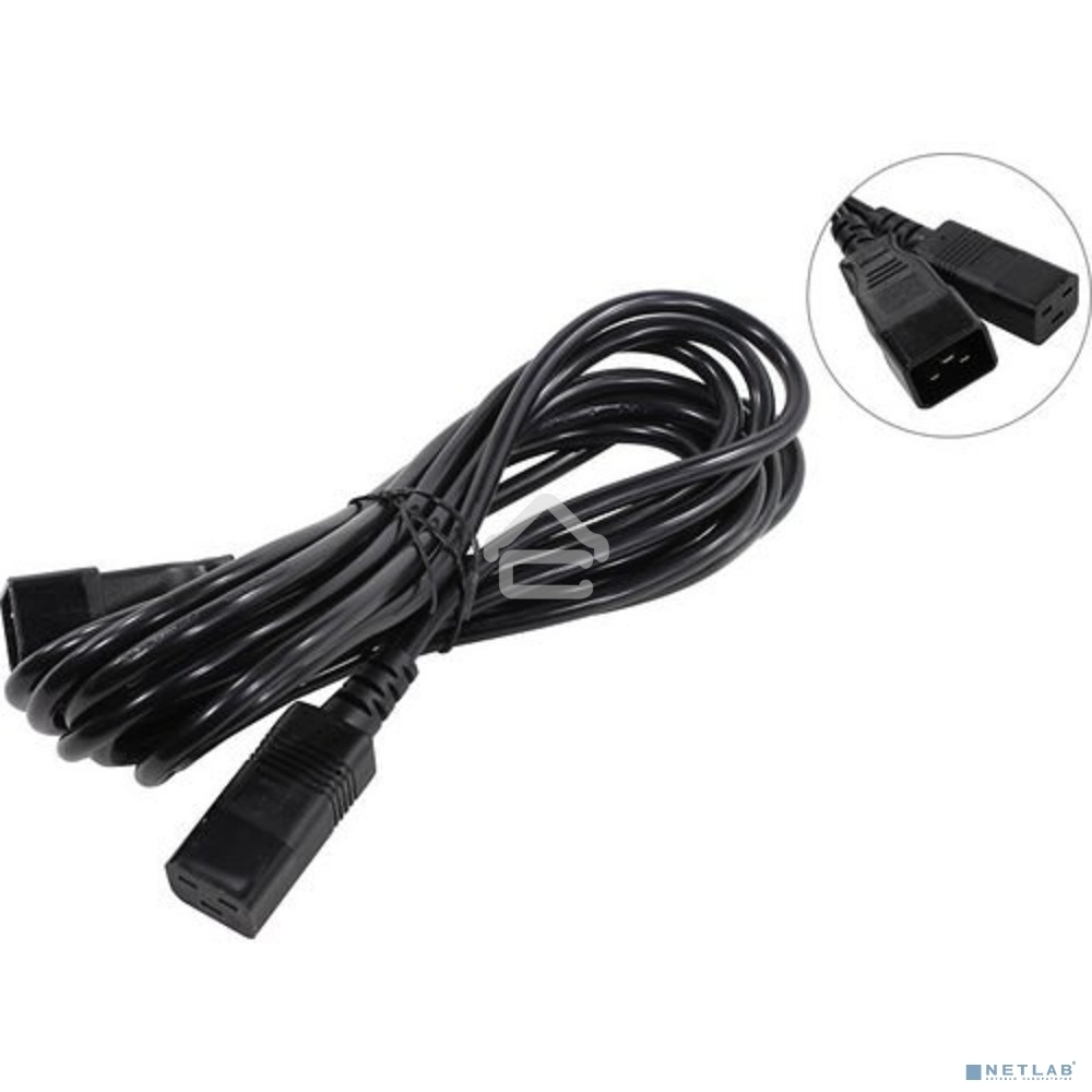 Кабель питания (UPS) ExeGate Power EC20-5P (С19->С20) VDE-250V-3*1.5-СU, 16А, черный, 5м
