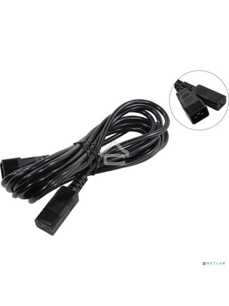 Кабель питания (UPS) ExeGate Power EC20-5P (С19->С20) VDE-250V-3*1.5-СU, 16А, черный, 5м
