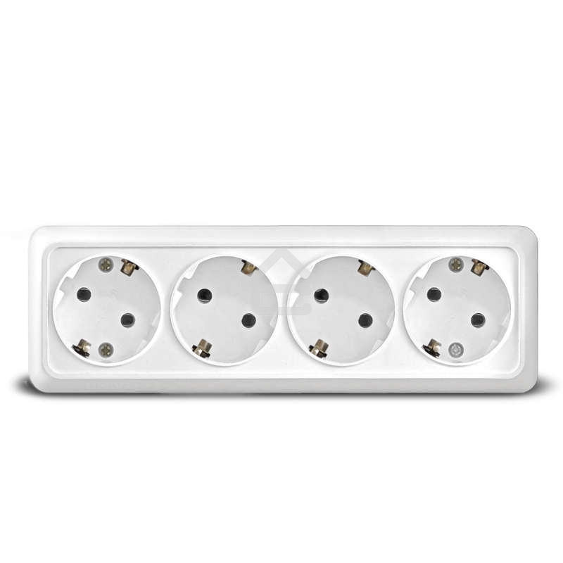 Розетка 4-м ОП Олимп с заземл. белый UNIVersal 1163