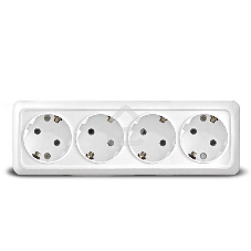 Розетка 4-м ОП Олимп с заземл. белый UNIVersal 1163