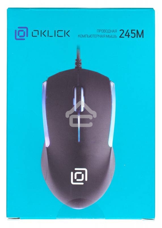 Мышь проводная Oklick 245M черный, 1000 dpi, USB, кнопки - 3
