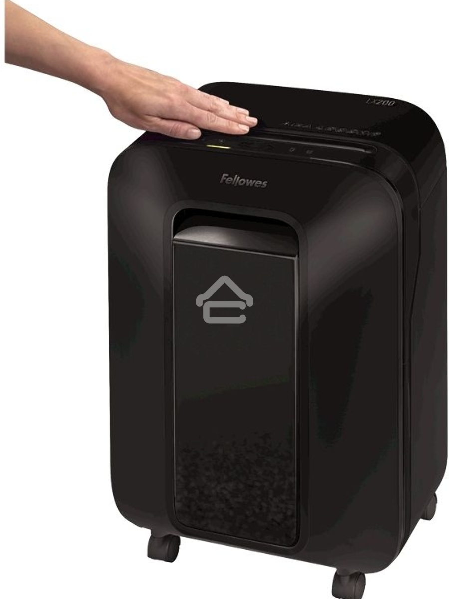 Шредер Fellowes PowerShred LX200 черный (секр.P-4)/перекрестный/12лист./22лтр./скрепки/скобы/пл.карты