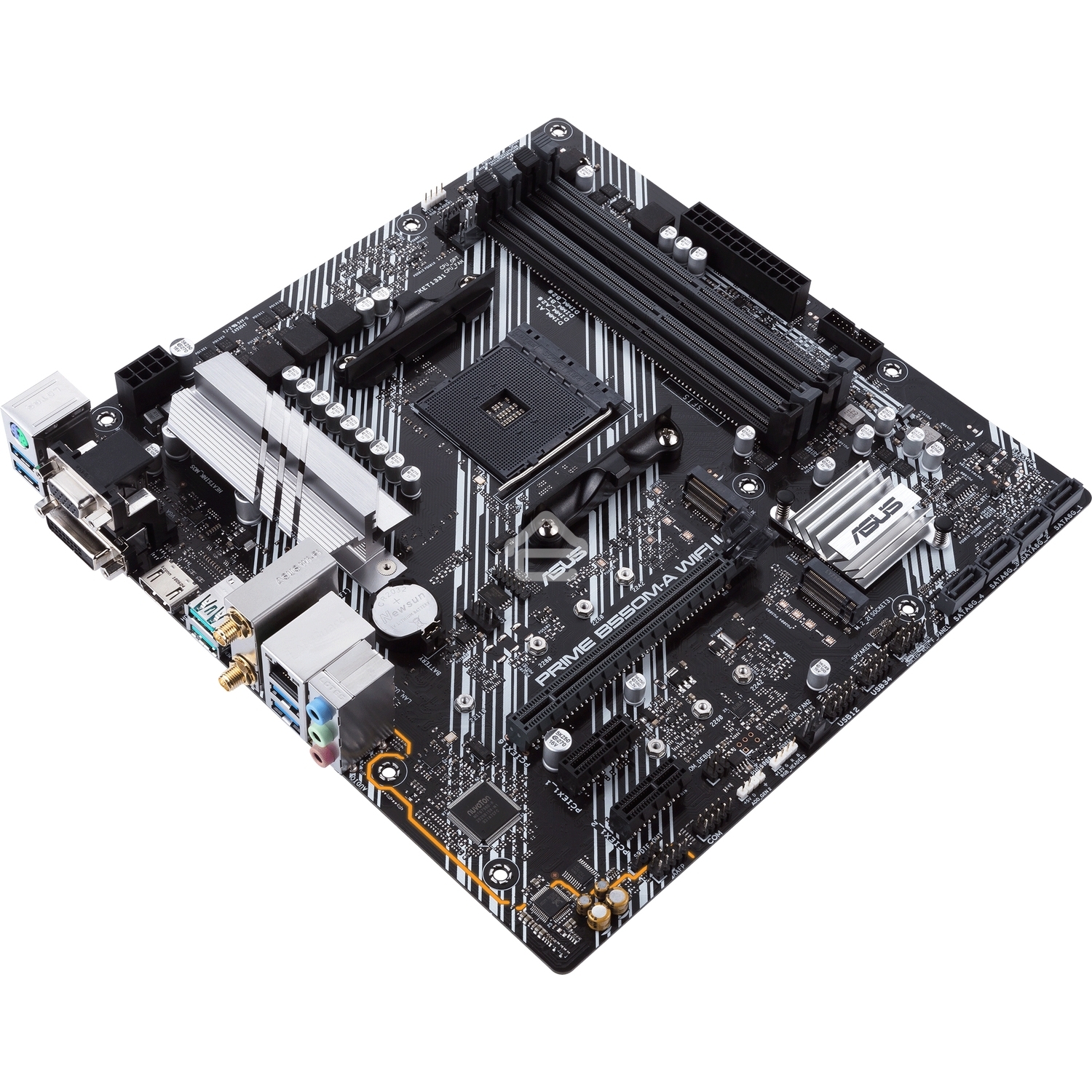 Материнская плата ASUS PRIME B550M-A WIFI II, AM4, AMD B550, 4xDDR4, 4xSATA, 2xM.2, 1xPCI-E 4.0 x16, 2xPCI-E x1, 1xDVI-D, 1xHDMI, 1xVGA, 1x 1Gb LAN, 2xUSB-A 3.2 Gen 2, 4xUSB-A 3.2 Gen 1, 3x3.5 мм, 7.1, Micro-ATX