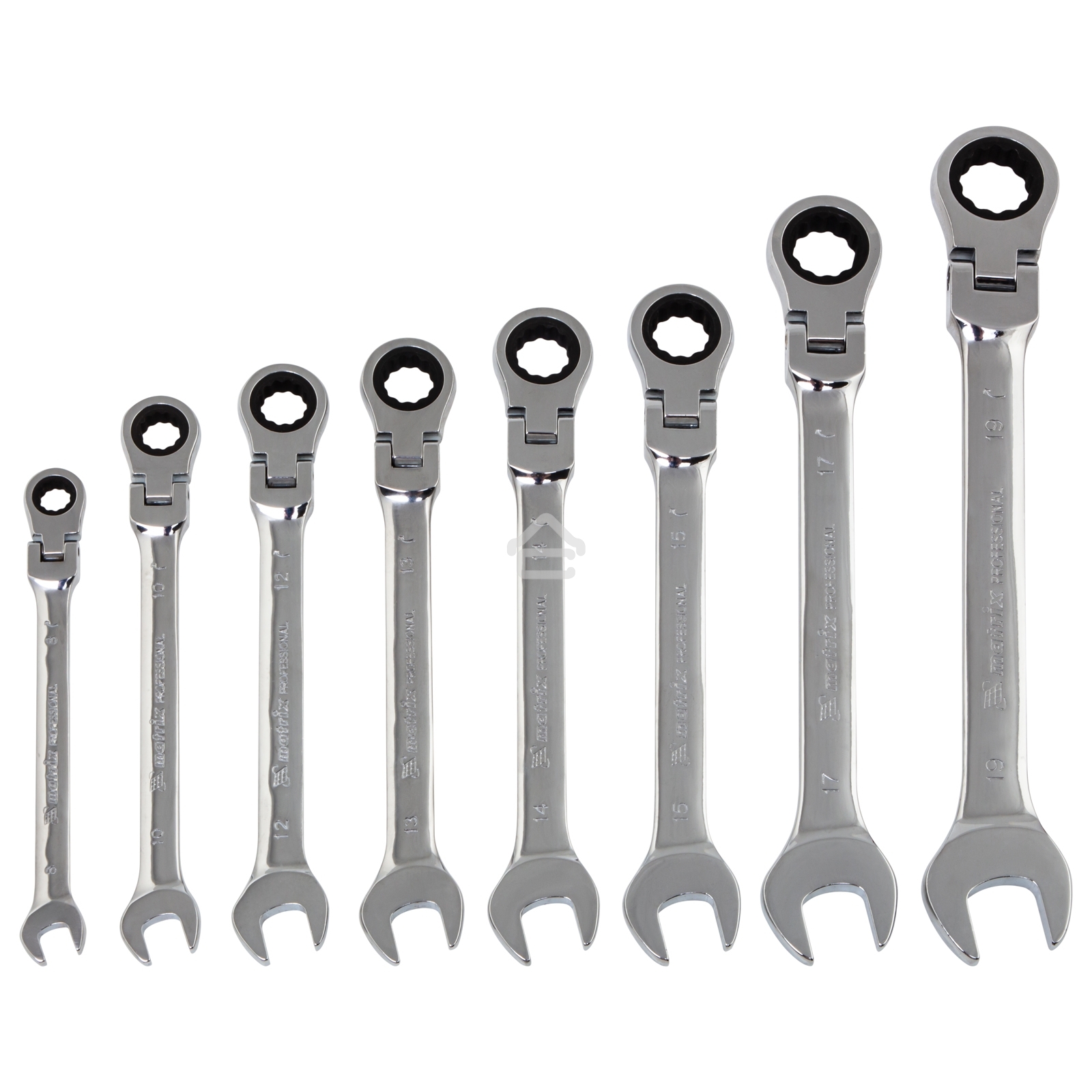 Набор ключей Matrix комбинированных, трещоточных шарнирных 8шт