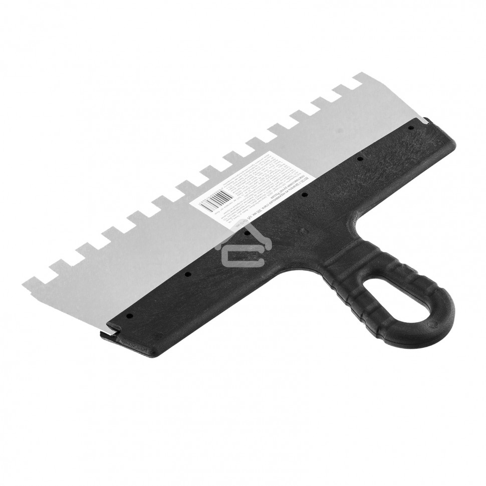 Шпатель Sparta из нержавеющей стали, 300 мм, зуб 10х10 мм, пластмассовая рукоятка