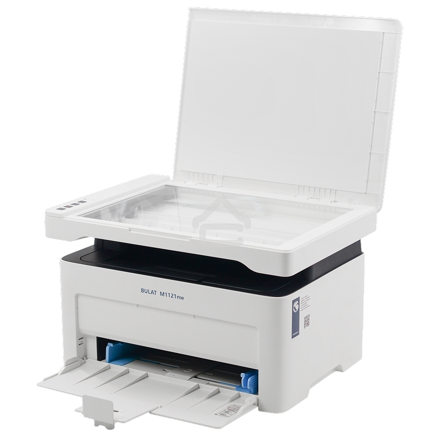 МФУ лазерное BULAT M1121nw, ((A4, лазерное МФУ, ч/б, печать/скан/копирование, 600dpi, 21ppm, 128Mb, процессор 1,2ГГц, сканирование 20 с/ лист А4, копирование до 21 стр/мин, вх. лоток 150л, вых. лоток 100л, бумага 70-120г/м2, белый корпус, USB/LAN/WiFi, на