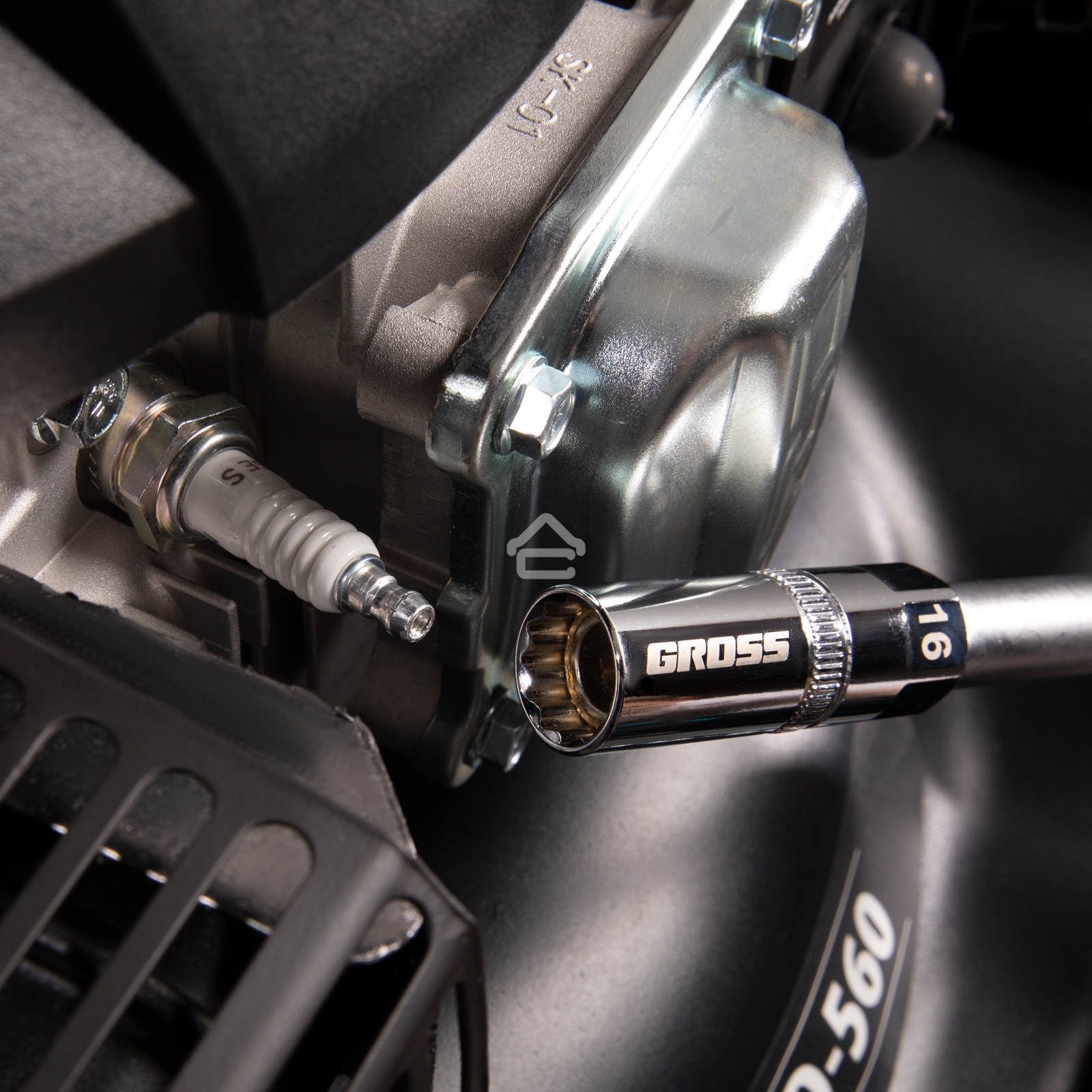 Головка торцевая свечная Gross магнитная, 12-гранная, 16 мм, под квадрат 1/2