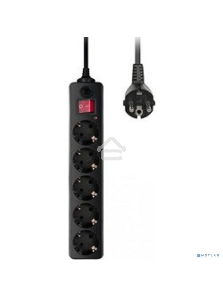 Сетевой фильтр Buro 500SH-1.8-B 1.8м (5 розеток) черный (коробка)