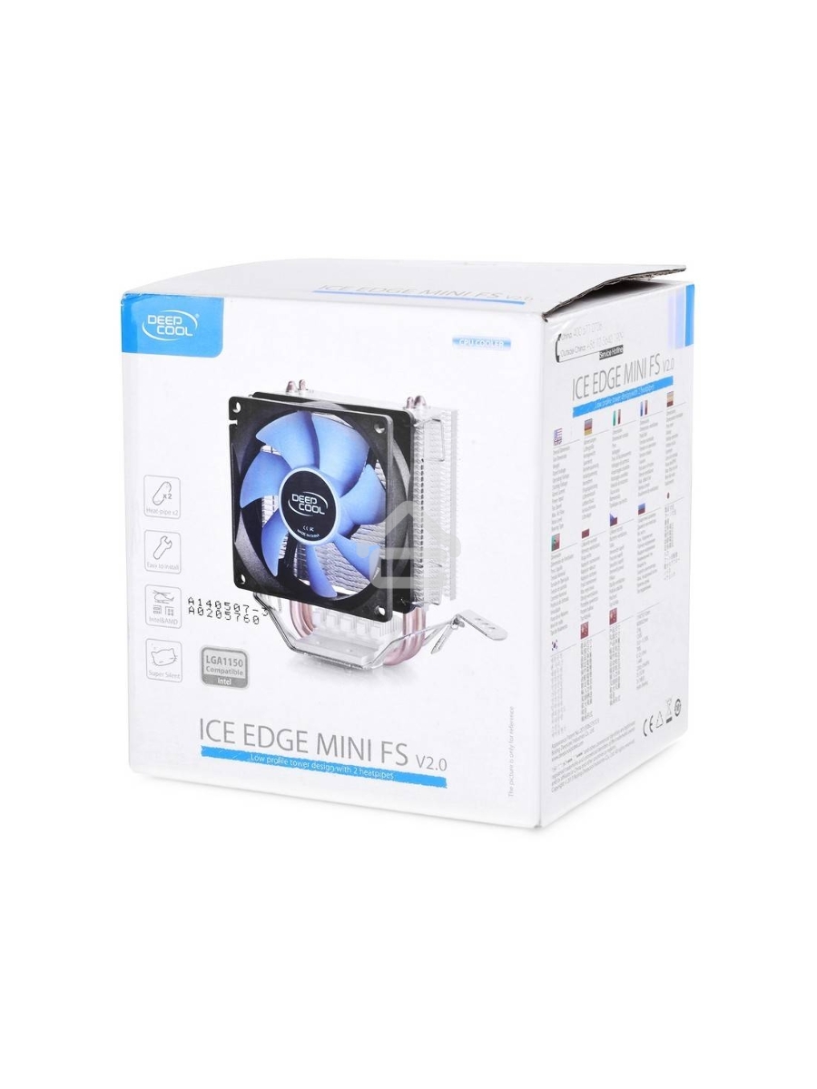 Кулер для процессора DEEPCOOL ICE EDGE MINI FS V2.0 синий, 80 мм, алюминий/медь, 2200 об/мин, 24.7 дБ, 3 pin, 100 Вт, 112 мм