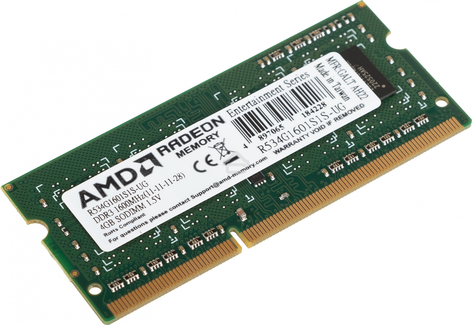 Оперативная память AMD Radeon R5, DDR3, 4GB (1x4GB), 1600MHz, CL11, SO-DIMM