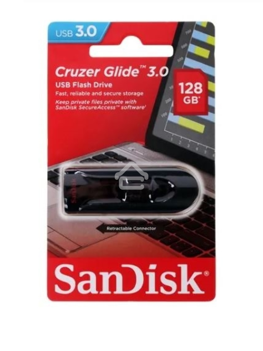 Флеш диск Sandisk 128Gb Cruzer Glide SDCZ600-128G-G35 USB3.0 черный/красный