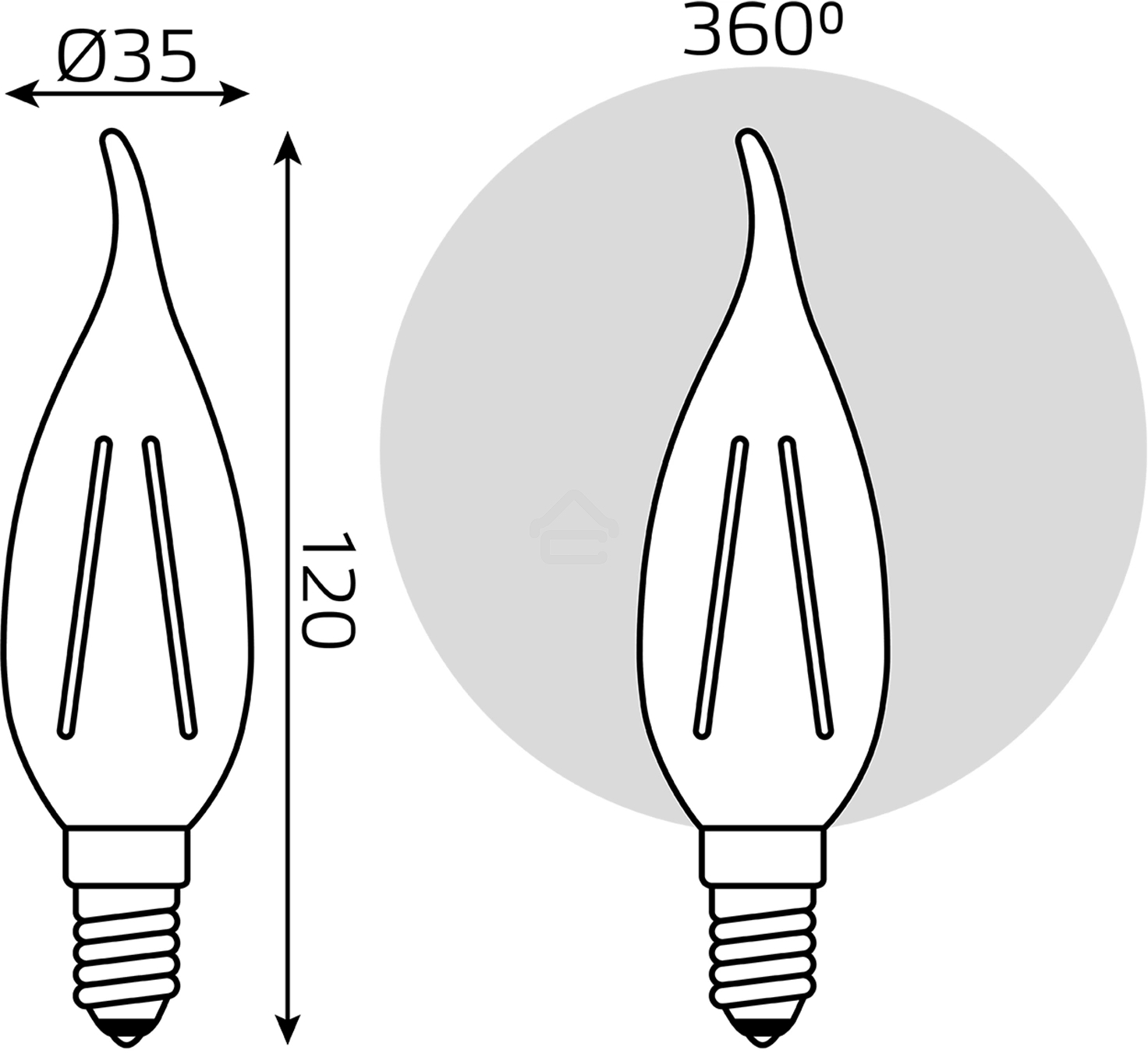 Светодиодная лампа GAUSS 104801207 LED Filament Свеча на ветру E14 7W 580lm 4100К 1/10/50