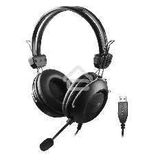 Гарнитура проводная с микрофоном A4Tech HU-35 черный 2м накладные USB оголовье