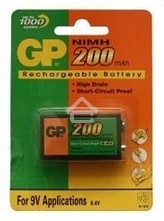 Аккумулятор GP 20R8H 9V NiMH 200mAh (1шт)