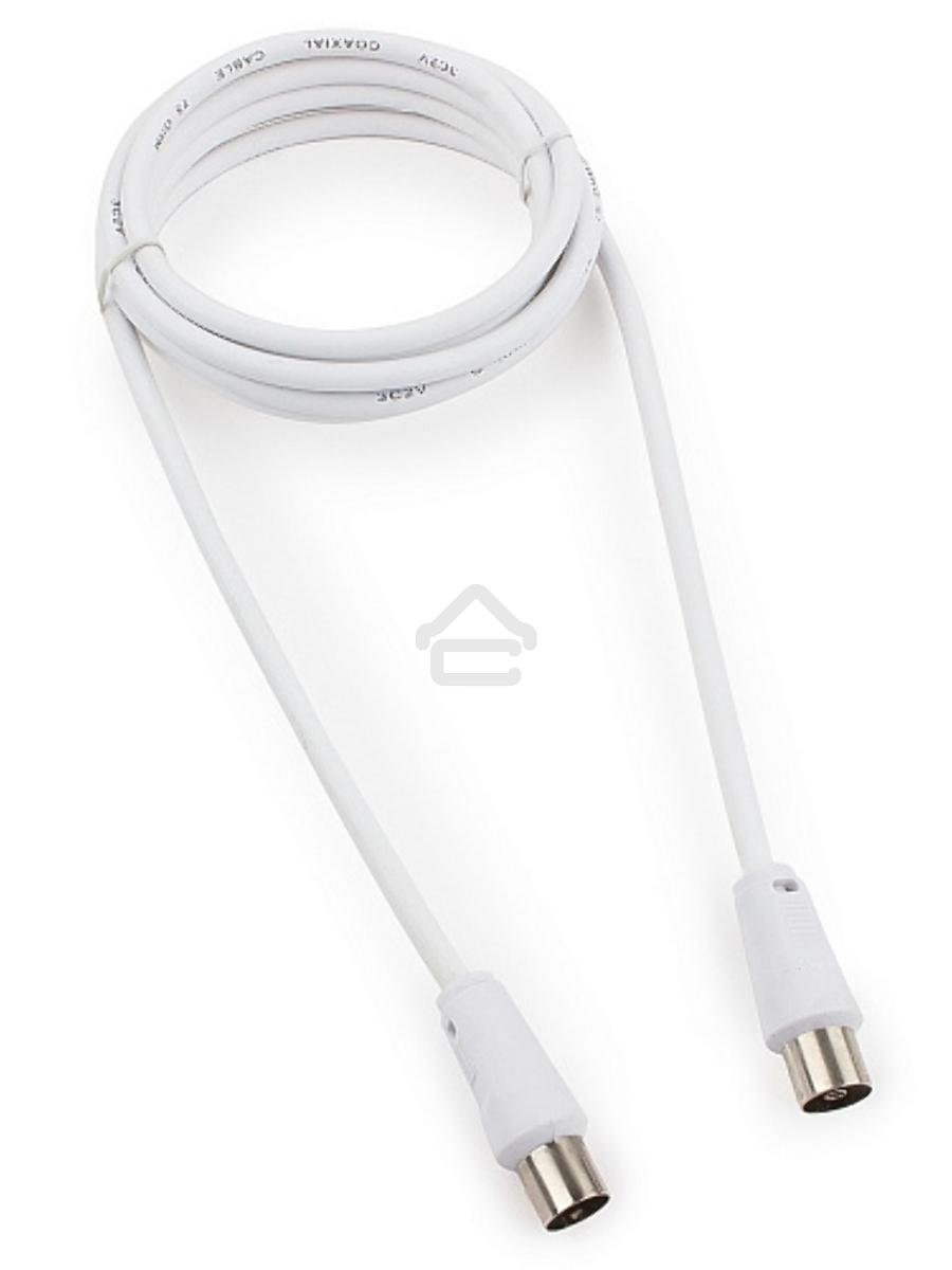 Кабель телевизионный Cablexpert CCV-515-W, Coaxial M/F, белый, 1.8м