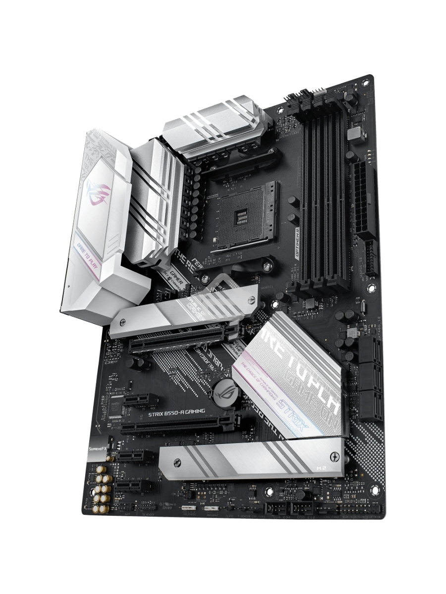Материнская плата ASUS ROG STRIX B550-A GAMING, AM4, AMD B550, 4xDDR4, 6xSATA, 2xM.2, 1xPCI-E 4.0 x16, 1xPCI-E 3.0 x16, 3xPCI-E x1, 1xHDMI, 1xDP, 1x 2.5Gb LAN, 4xUSB 3.2 Gen 1, 1xUSB 3.2 Gen 2, 1xUSB-C 3.2 Gen 2, 5x3.5 мм, 7.1, ATX