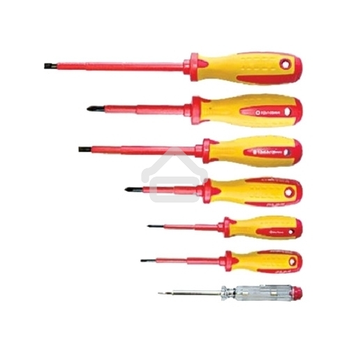 Набор отверток Matrix диэлект.до 1000в проб.эл. - до 250в двухкомп.рукоятки (7шт.)