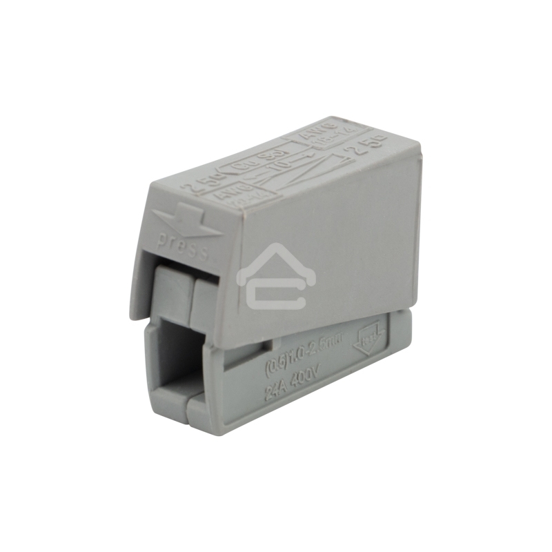 Строительно-монтажная клемма СМК 224 для светильника на 1 проводник (1,0-2,5)/(0,5-2,5) мм², серая (100 шт./уп.) Rexant