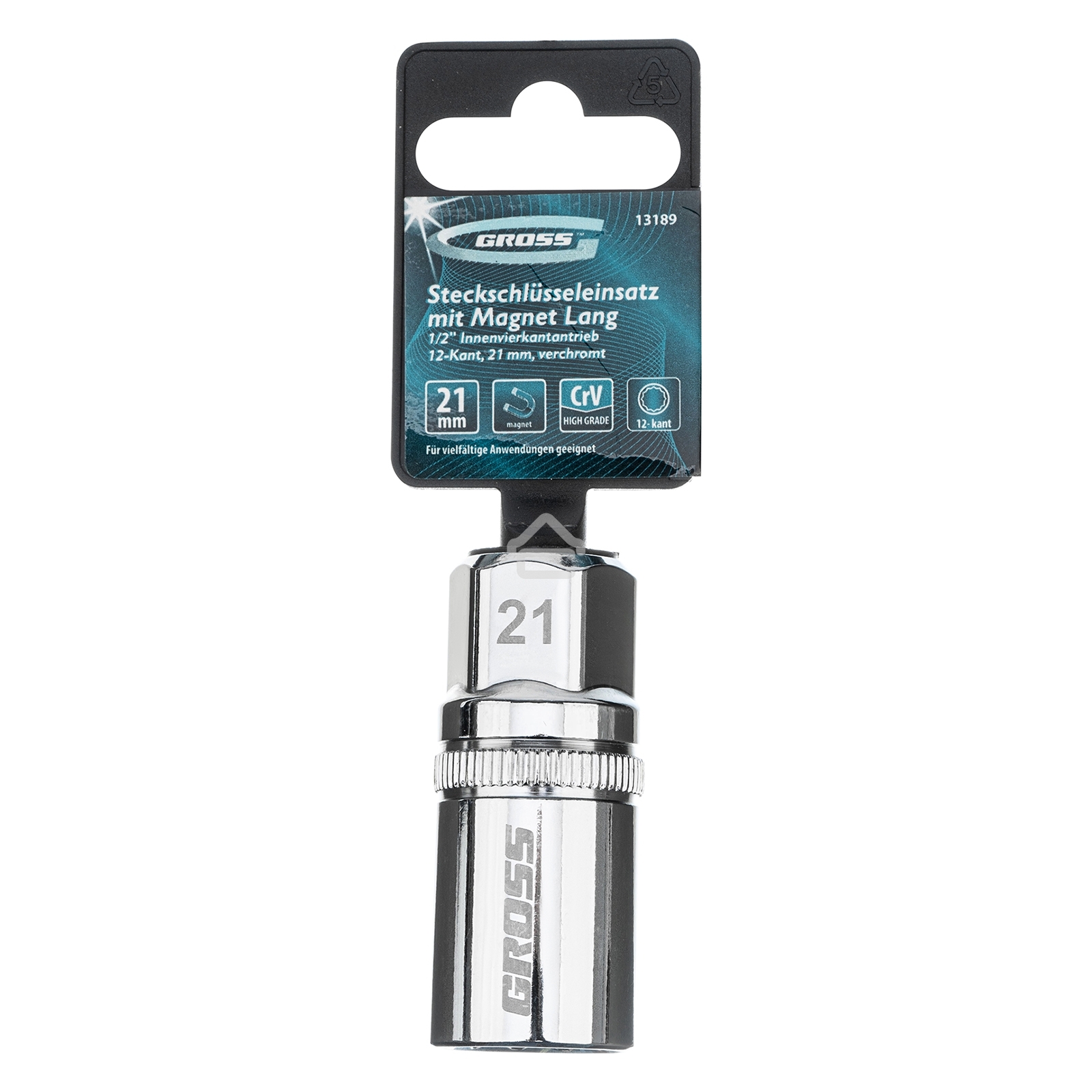 Головка торцевая свечная Gross магнитная, 12-гранная, 21 мм, под квадрат 1/2