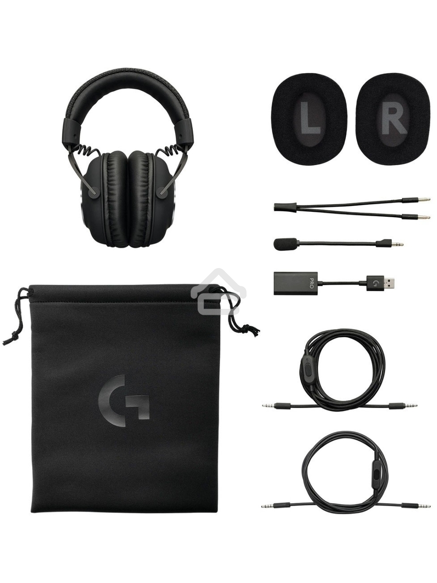 Наушники с микрофоном Logitech G Pro X черный 2м мониторные оголовье (981-000819)