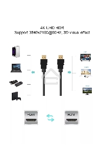 Кабель HDMI 19M/M,ver. 2.1, 8K@60 Hz 0.5m метал разъемы, нейлоновая оплетка Telecom <TCG300-0.5M> Кабель HDMI 19M/M,ver. 2.1, 8K@60 Hz 0.5m метал разъемы, нейлоновая оплетка Telecom