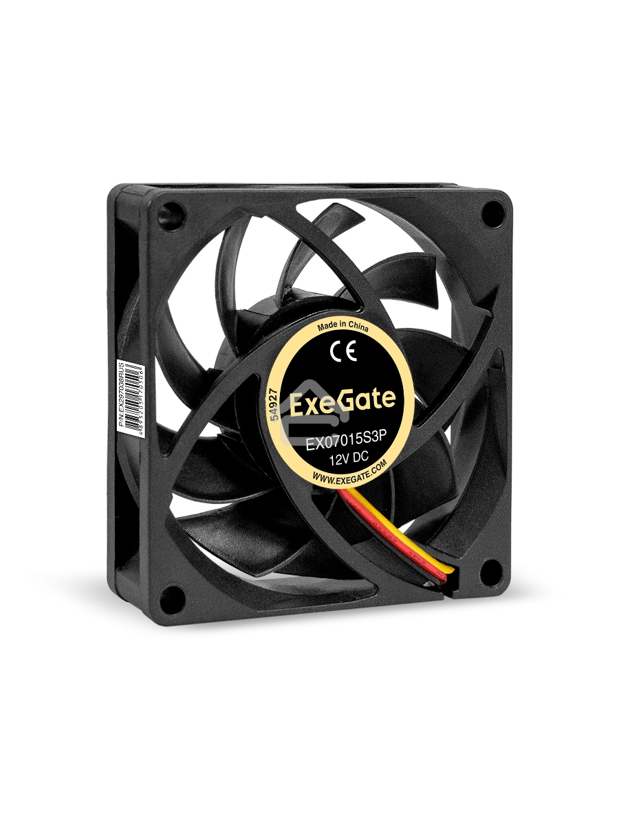 Вентилятор для корпуса ExeGate EX07015S3P черный, 70 мм, 3000 об/мин, 27 дБ, 3 pin