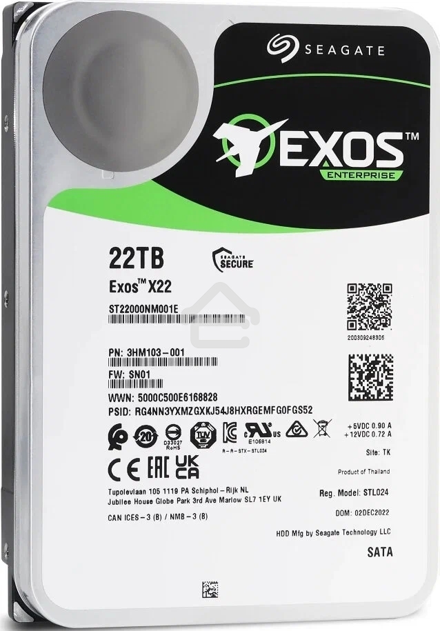 Жесткий диск Seagate HDD Exos X22 ST22000NM001E 22TB 7200rpm SATA-III 512Mb 3.5