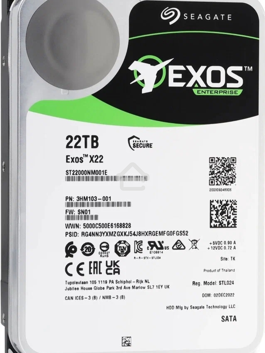 Жесткий диск Seagate HDD Exos X22 ST22000NM001E 22TB 7200rpm SATA-III 512Mb 3.5