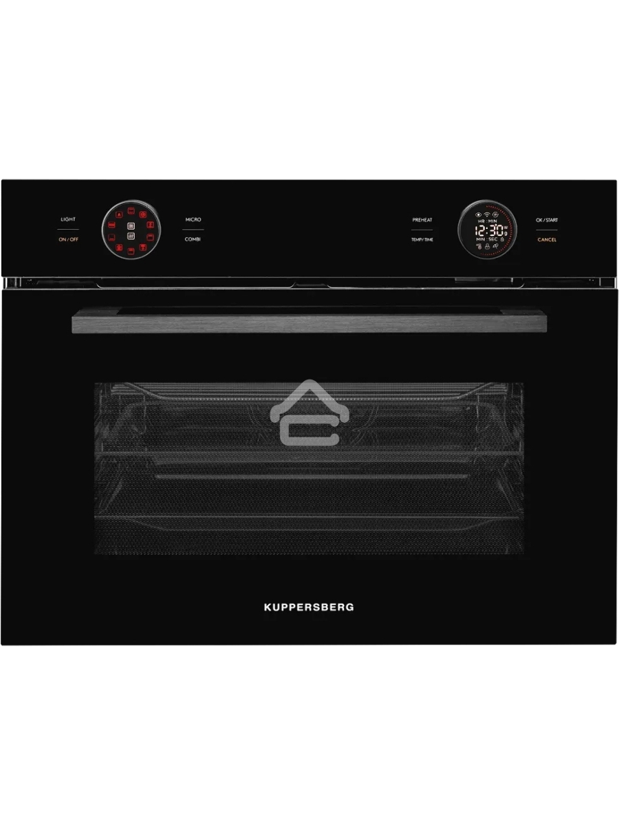 Встраиваемый духовой шкаф Kuppersberg KMW 612 Black с СВЧ, 45 см, 50л, 12 режимов, гидролизная очистка, черный