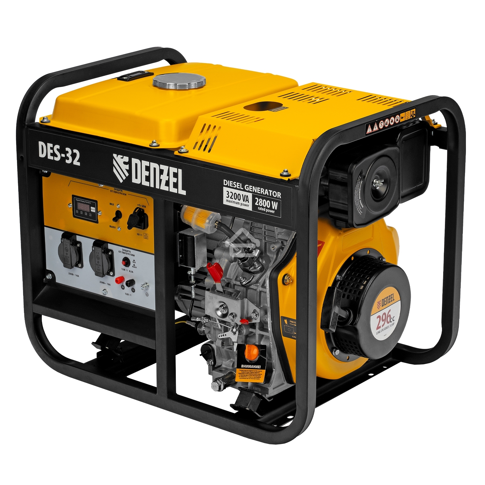 Генератор дизельный Denzel DES-32, 3.2 кВт, 110 дБ, 68.3 кг