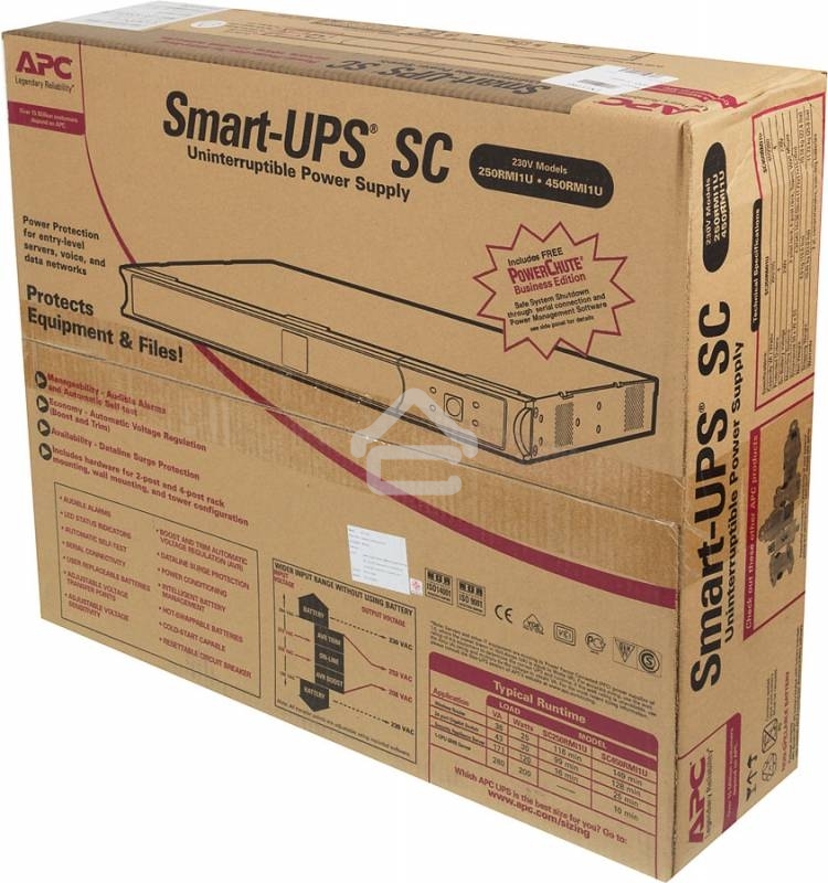 Источник бесперебойного питания APC Smart-UPS SC SC450RMI1U 280Вт 450ВА черный