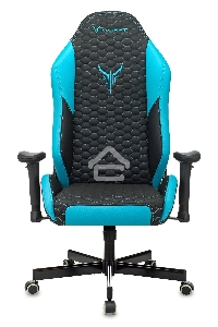 Кресло игровое Knight Neon черный/голубой соты эко.кожа с подголов. крестовина металл