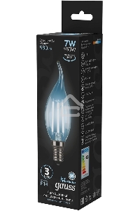 Светодиодная лампа GAUSS 104801207 LED Filament Свеча на ветру E14 7W 580lm 4100К 1/10/50