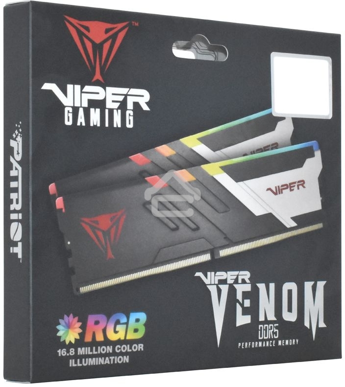 Оперативная память Patriot Viper Venom, DDR5, 32GB (2x16GB), 7400MHz, CL36, DIMM, с радиаторами, RGB, черный