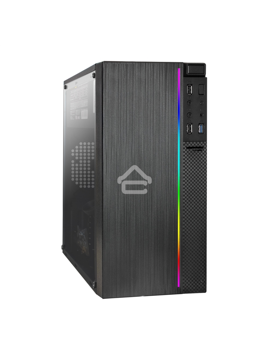 Компьютерный корпус Minitower ExeGate mEVO-9301-EVO800 (mATX, БП EVO800RGB с вент. 12см, с окном, 2*USB+1*USB3.0, HD аудио, черный, с RGB подсветкой)