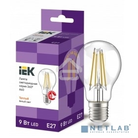 Лампа LED A60 шар прозр. Iek LLF-A60-9-230-40-E27-CL 9Вт 230В 4000К E27 серия 360°