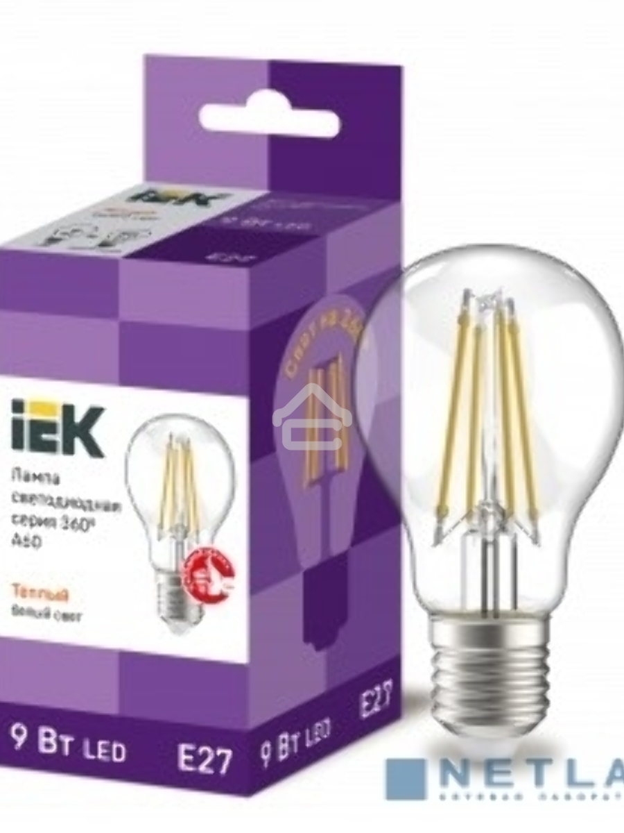 Лампа LED A60 шар прозр. Iek LLF-A60-9-230-40-E27-CL 9Вт 230В 4000К E27 серия 360°