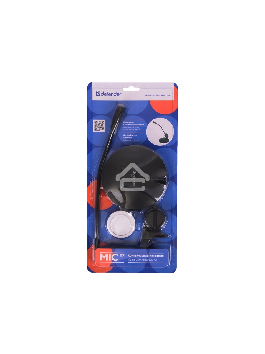 Микрофон Defender MIC-117 черный, кабель 1.8 м