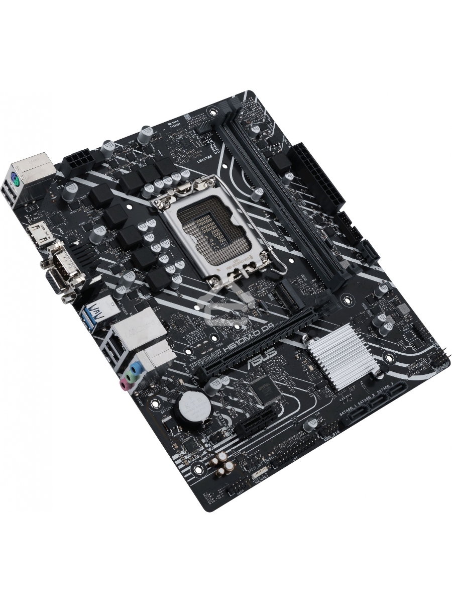 Материнская плата ASUS PRIME H610M-D D4, LGA 1700, Intel H610, 2xDDR4, 4xSATA, 1xM.2, 1xPCIe 4.0 x16, 1xPCI, 1xHDMI, 1xVGA, 1x 1Gb LAN, 2xUSB-A 2.0, 2xUSB-A 3.2 Gen 1, 3x3.5 мм, 7.1, mATX