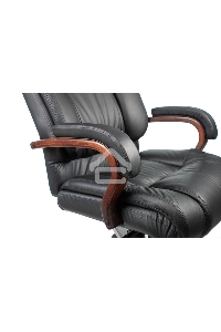 Кресло руководителя Бюрократ T-9925WALNUT/BLACK черный, кожа, крестовина дерево