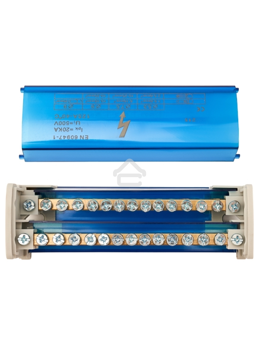 Шина на DIN-рейку в корпусе (кросс-модуль) 2х15 Rexant