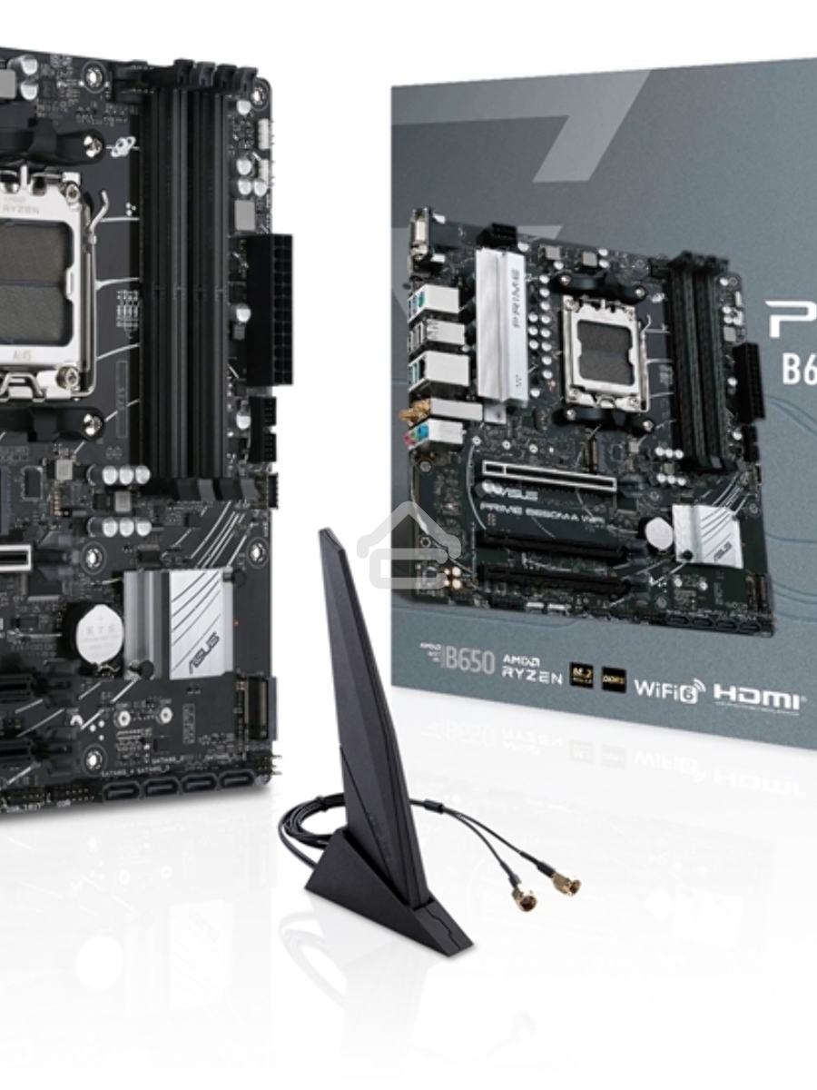Материнская плата ASUS PRIME B650M-A WIFI II, AM5, AMD B650, 4xDDR5, 4xSATA, 2xM.2, 1xPCI-E 4.0 x16, 2xPCI-E 4.0 x1, 1xHDMI, 1xDP, 1xVGA, 1x 2.5Gb LAN, 2xUSB-A 3.2 Gen 2, 2xUSB-A 3.2 Gen 1, 4xUSB-A 2.0, 3x3.5 мм, 7.1, Micro-ATX
