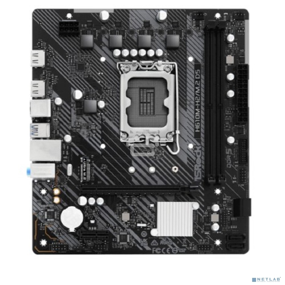 Материнская плата ASRock H610M-H2/M.2 D5, LGA 1700, Intel H610, 2xDDR5, 4xSATA, 1xM.2, 1xPCIe 4.0 x16, 1xPCIe x1, 2xHDMI, 1x 1Gb LAN, 4xUSB-A 2.0, 2xUSB-A 3.2 Gen 1, 3x3.5 мм, 7.1, mATX