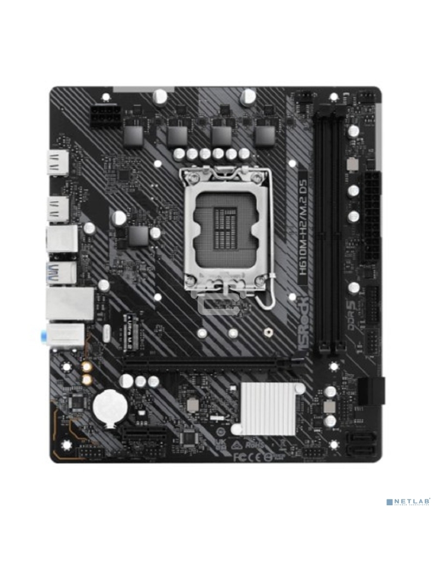 Материнская плата ASRock H610M-H2/M.2 D5, LGA 1700, Intel H610, 2xDDR5, 4xSATA, 1xM.2, 1xPCIe 4.0 x16, 1xPCIe x1, 2xHDMI, 1x 1Gb LAN, 4xUSB-A 2.0, 2xUSB-A 3.2 Gen 1, 3x3.5 мм, 7.1, mATX