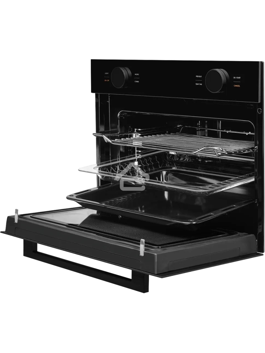 Встраиваемый духовой шкаф Kuppersberg KMW 612 Black с СВЧ, 45 см, 50л, 12 режимов, гидролизная очистка, черный